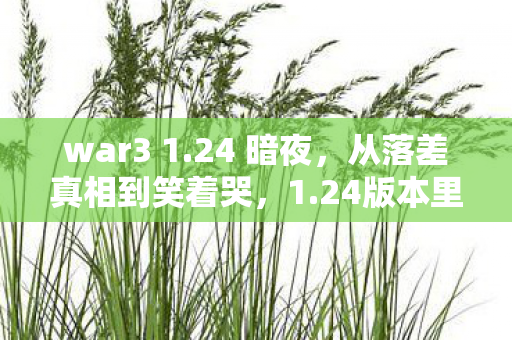 war3 1.24 暗夜,从落差真相到笑着哭,1.24版本里我骂遍天下却离不开的荒诞 war3 1.24 暗夜,从落差真相到笑着哭,1.24版本里我骂遍天下却离不开的荒诞