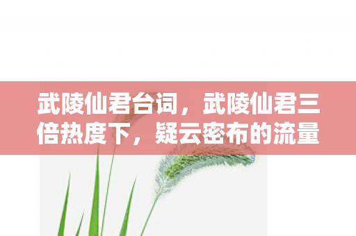 武陵仙君台词,武陵仙君三倍热度下,疑云密布的流量盛宴,玩家心寒谁之过? 武陵仙君台词,武陵仙君三倍热度下,疑云密布的流量盛宴,玩家心寒谁之过?