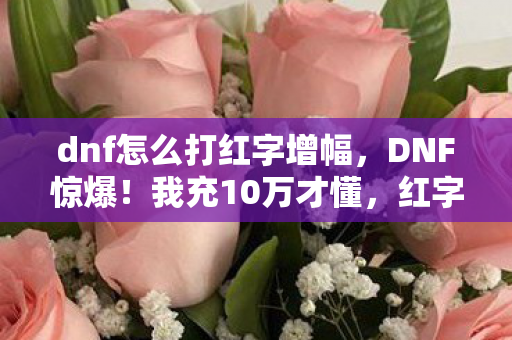 dnf怎么打红字增幅,DNF惊爆!我充10万才懂,红字打法竟藏着这吸血隐情,吓尿了! dnf怎么打红字增幅,DNF惊爆!我充10万才懂,红字打法竟藏着这吸血隐情,吓尿了!