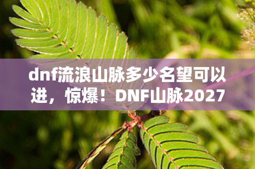 dnf流浪山脉多少名望可以进,惊爆!DNF山脉2027年现3大逆天副本,勇士能否绝境逆袭? dnf流浪山脉多少名望可以进,惊爆!DNF山脉2027年现3大逆天副本,勇士能否绝境逆袭?