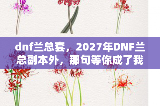 dnf兰总套，2027年DNF兰总副本外，那句等你成了我鼻子一酸的伏笔