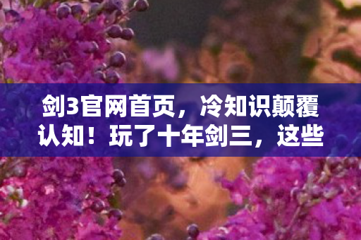 剑3官网首页,冷知识颠覆认知!玩了十年剑三,这些操作让我目瞪口呆 剑3官网首页,冷知识颠覆认知!玩了十年剑三,这些操作让我目瞪口呆