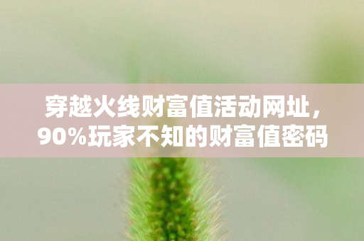 穿越火线财富值活动网址,90%玩家不知的财富值密码,你的狂热,正被谁悄悄收割? 穿越火线财富值活动网址,90%玩家不知的财富值密码,你的狂热,正被谁悄悄收割?