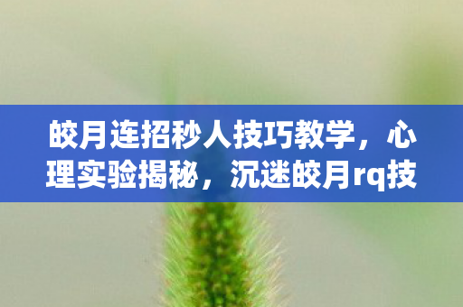 皎月连招秒人技巧教学,心理实验揭秘,沉迷皎月rq技巧的我,细思极恐的自我囚禁 皎月连招秒人技巧教学,心理实验揭秘,沉迷皎月rq技巧的我,细思极恐的自我囚禁