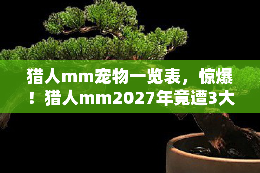 猎人mm2027年竟遭3大诡异事件图片