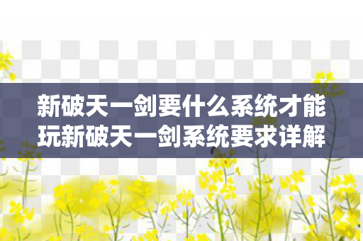 新破天一剑要什么系统才能玩新破天一剑系统要求详解,新破天一剑系统要求详解 新破天一剑要什么系统才能玩新破天一剑系统要求详解,新破天一剑系统要求详解