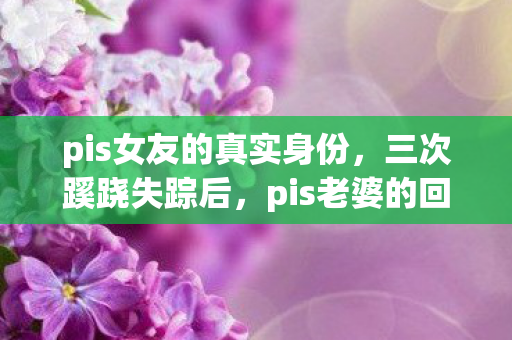 pis女友的真实身份，三次蹊跷失踪后，pis老婆的回归竟让所有人后背发凉