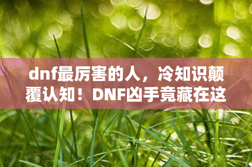 dnf最厉害的人,冷知识颠覆认知!DNF凶手竟藏在这,真相让人目瞪口呆! dnf最厉害的人,冷知识颠覆认知!DNF凶手竟藏在这,真相让人目瞪口呆!