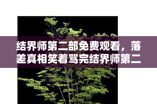结界师第二部免费观看，落差真相笑着骂完结界师第二部，笑着笑着就哭了，这坑我认了！