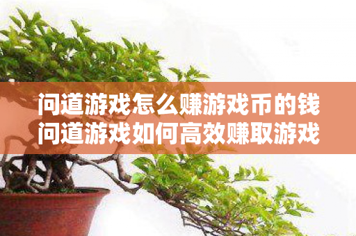 问道游戏怎么赚游戏币的钱问道游戏如何高效赚取游戏币，问道游戏高效赚取游戏币的攻略