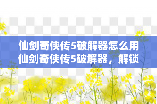 仙剑奇侠传5破解器怎么用仙剑奇侠传5破解器,解锁游戏世界的钥匙,仙剑奇侠传5破解器,解锁游戏世界的钥匙 仙剑奇侠传5破解器怎么用仙剑奇侠传5破解器,解锁游戏世界的钥匙,仙剑奇侠传5破解器,解锁游戏世界的钥匙