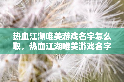 热血江湖唯美游戏名字怎么取,热血江湖唯美游戏名字创意 热血江湖唯美游戏名字怎么取,热血江湖唯美游戏名字创意