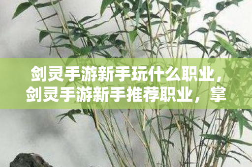 剑灵手游新手玩什么职业，剑灵手游新手推荐职业，掌握这些职业特点，轻松上手！