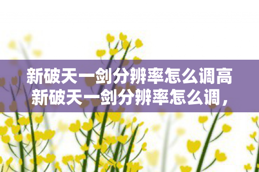 新破天一剑分辨率怎么调高新破天一剑分辨率怎么调,新破天一剑分辨率调整方法 新破天一剑分辨率怎么调高新破天一剑分辨率怎么调,新破天一剑分辨率调整方法