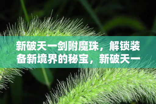 新破天一剑附魔珠，解锁装备新境界的秘宝，新破天一剑，揭秘装备升级神器——附魔珠