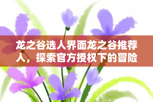龙之谷选人界面龙之谷推荐人，探索官方授权下的冒险之旅，龙之谷推荐人，探索官方授权下的冒险之旅