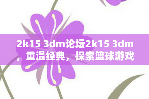 2k15 3dm论坛2k15 3dm，重温经典，探索篮球游戏的无限可能，2k15 3dm论坛，重温经典，探索篮球游戏无限可能
