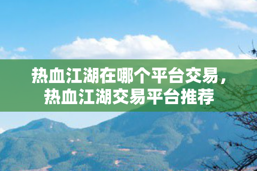 热血江湖在哪个平台交易，热血江湖交易平台推荐