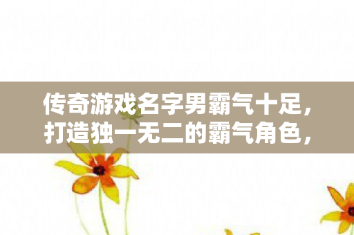 传奇游戏名字男霸气十足，打造独一无二的霸气角色，打造传奇，霸气十足的男性游戏名字