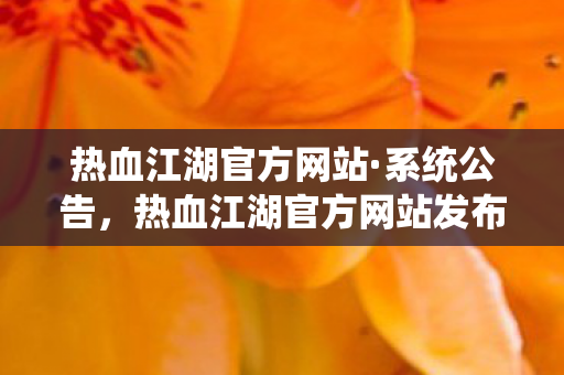 热血江湖官方网站发布系统公告图片