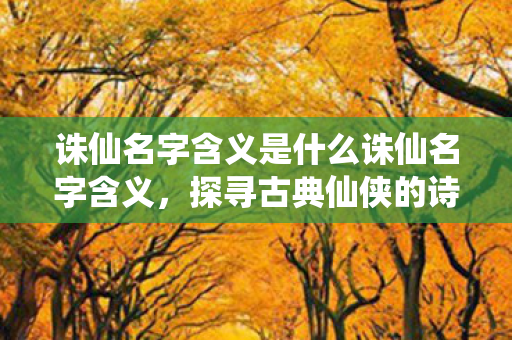 诛仙名字含义是什么诛仙名字含义，探寻古典仙侠的诗意与神秘，探寻诛仙名字背后的诗意与神秘