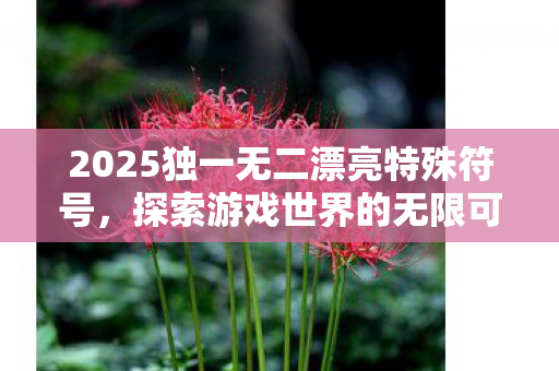 2025独一无二漂亮特殊符号，探索游戏世界的无限可能，探索2025独一无二漂亮特殊符号，解锁游戏世界的无限可能