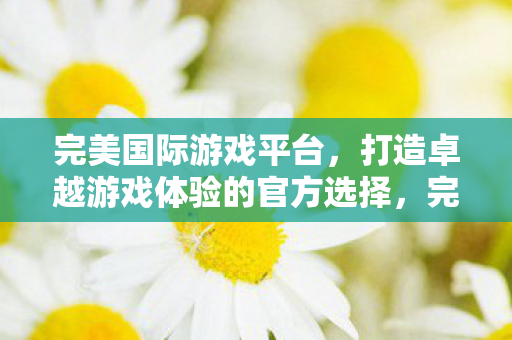 打造卓越游戏体验的官方选择图片