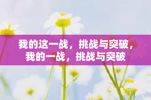 我的这一战，挑战与突破，我的一战，挑战与突破