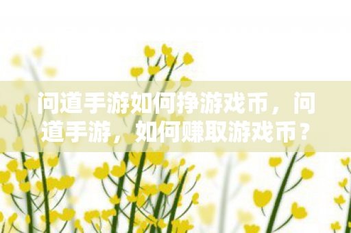 问道手游如何挣游戏币，问道手游，如何赚取游戏币？