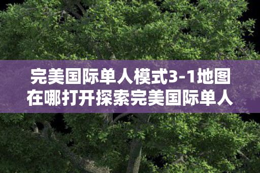 完美国际单人模式3-1地图在哪打开探索完美国际单人模式3-1地图，探索完美国际单人模式3-1地图的开启方法