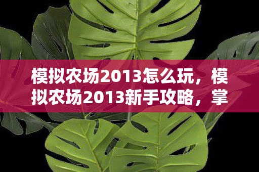 模拟农场2013怎么玩,模拟农场2013新手攻略,掌握游戏玩法与技巧 模拟农场2013怎么玩,模拟农场2013新手攻略,掌握游戏玩法与技巧