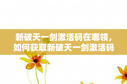 如何获取新破天一剑激活码图片