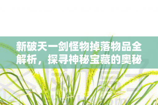 新破天一剑怪物掉落物品全解析图片
