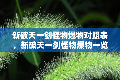 新破天一剑怪物爆物对照表图片