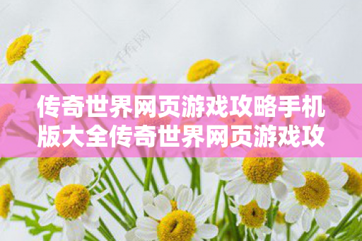 传奇世界网页游戏攻略手机版大全传奇世界网页游戏攻略手机版图片