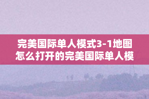 1地图怎么打开的完美国际单人模式3图片