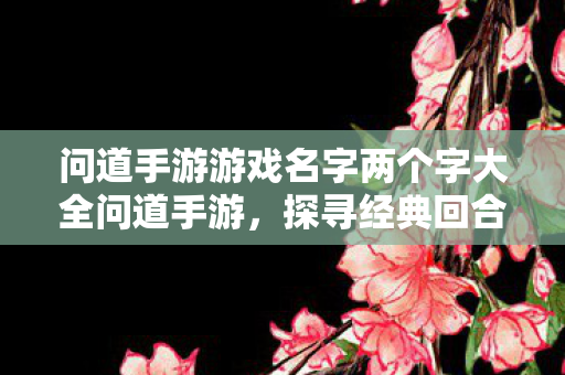 问道手游游戏名字两个字大全问道手游图片