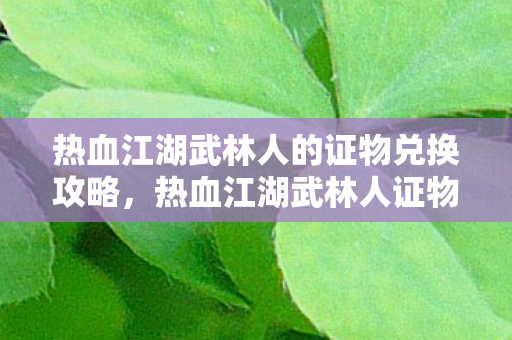热血江湖武林人的证物兑换攻略,热血江湖武林人证物兑换全攻略 热血江湖武林人的证物兑换攻略,热血江湖武林人证物兑换全攻略