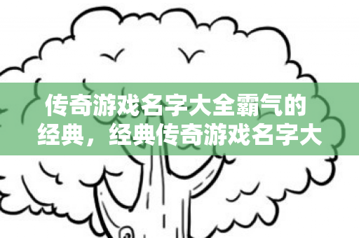 传奇游戏名字大全霸气的 经典，经典传奇游戏名字大全，霸气十足