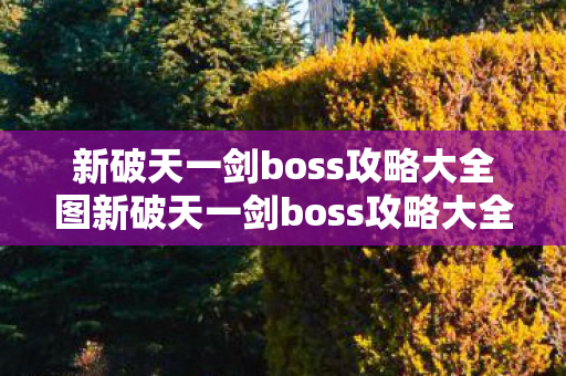 新破天一剑boss攻略大全图新破天一剑boss攻略大全图片