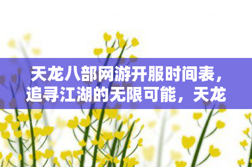 天龙八部网游开服时间表，追寻江湖的无限可能，天龙八部网游全新服务器开启，江湖无限等你来战！