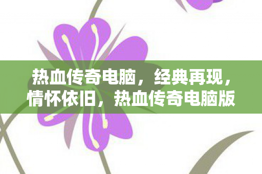 热血传奇电脑，经典再现，情怀依旧，热血传奇电脑版，经典再现，情怀依旧