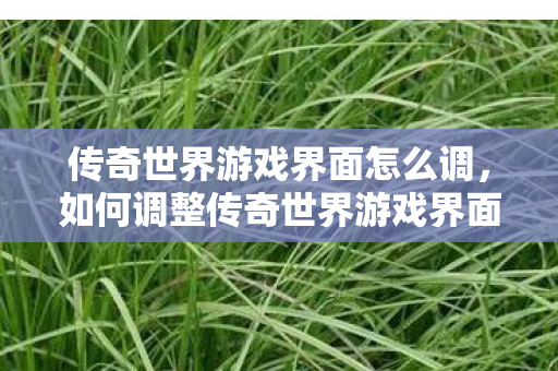 如何调整传奇世界游戏界面设置图片