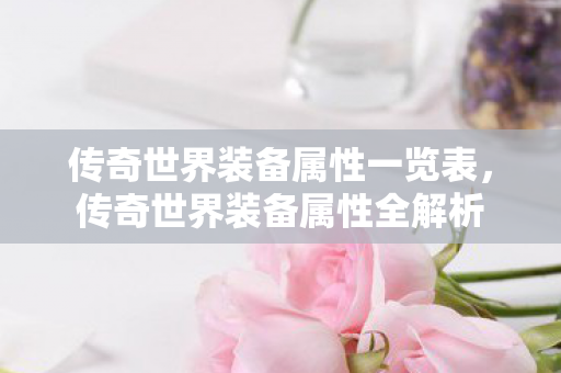传奇世界装备属性一览表图片