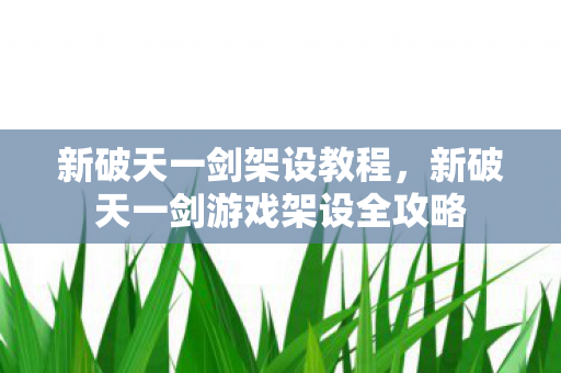新破天一剑游戏架设全攻略图片