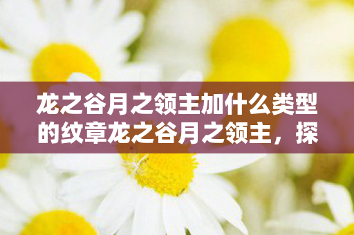 龙之谷月之领主加什么类型的纹章龙之谷月之领主，探索全新领主世界的奇幻之旅，龙之谷月之领主，探索领主世界的奇幻之旅
