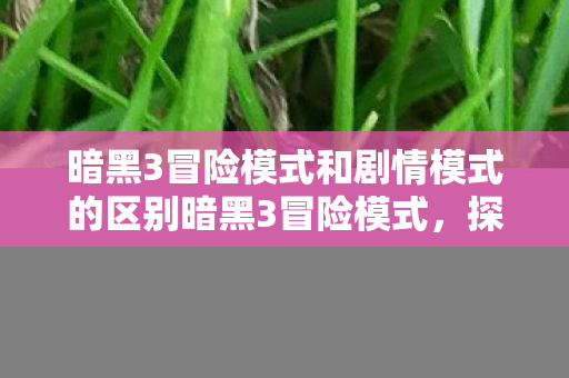 暗黑3冒险模式和剧情模式的区别暗黑3冒险模式，探索未知的神秘领域，暗黑3冒险模式与剧情模式的差异，探索未知神秘领域