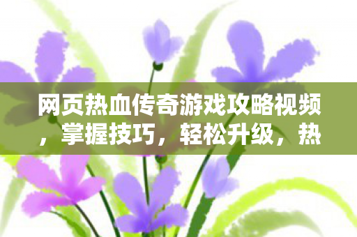 网页热血传奇游戏攻略视频,掌握技巧,轻松升级,热血传奇游戏攻略,掌握技巧,轻松升级 网页热血传奇游戏攻略视频,掌握技巧,轻松升级,热血传奇游戏攻略,掌握技巧,轻松升级