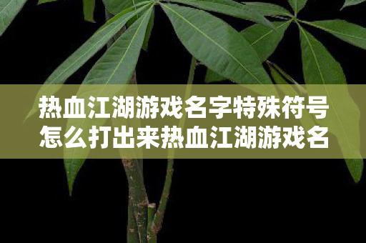 热血江湖游戏名字特殊符号怎么打出来热血江湖游戏名字特殊符号打法指南图片