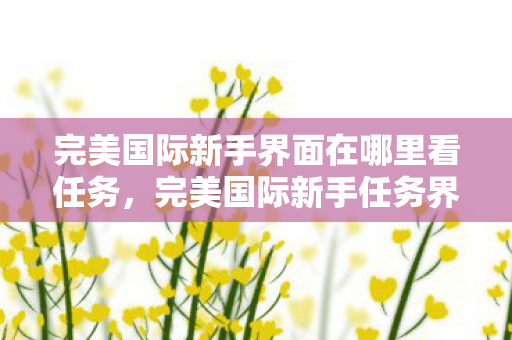 完美国际新手界面在哪里看任务,完美国际新手任务界面查看方法 完美国际新手界面在哪里看任务,完美国际新手任务界面查看方法